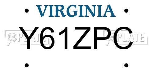 Y61ZPC Virginia License Plate