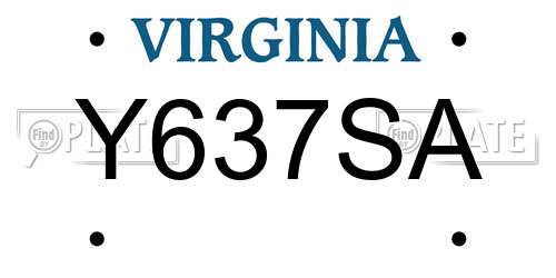 Y637SA Virginia License Plate