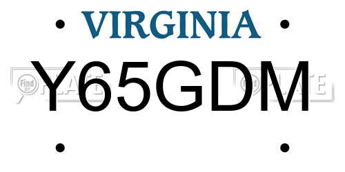 Y65GDM Virginia License Plate