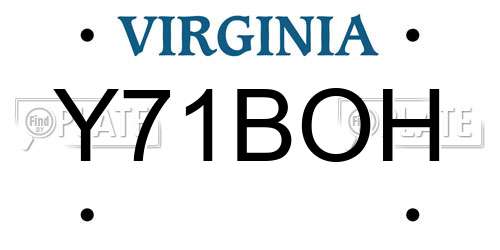 Y71BOH Virginia License Plate