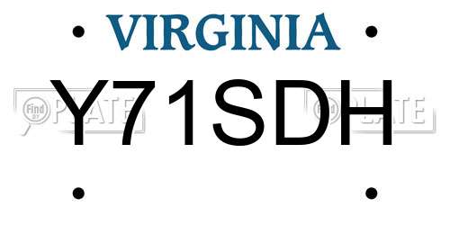 Y71SDH Virginia License Plate