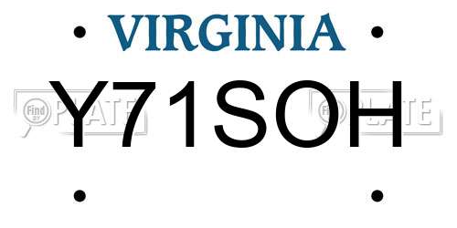 Y71SOH Virginia License Plate