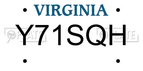 Y71SQH Virginia License Plate