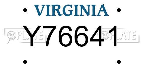 Y76641 Virginia License Plate