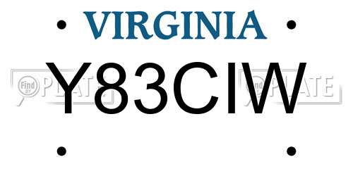 Y83CIW Virginia License Plate