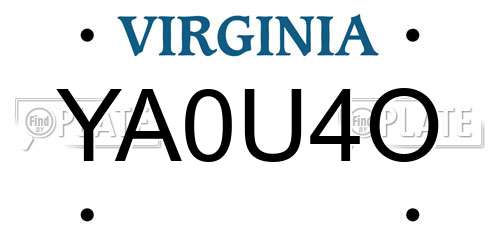YA0U4O Virginia License Plate