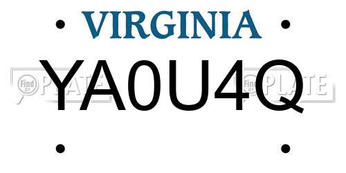YA0U4Q Virginia License Plate