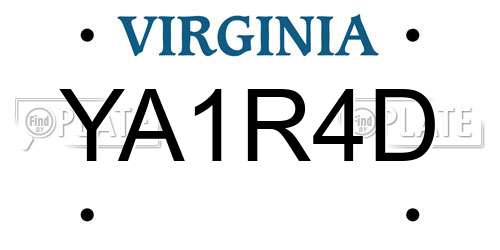YA1R4D Virginia License Plate