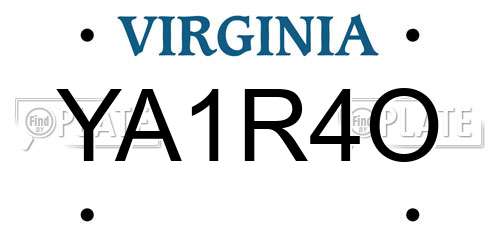 YA1R4O Virginia License Plate