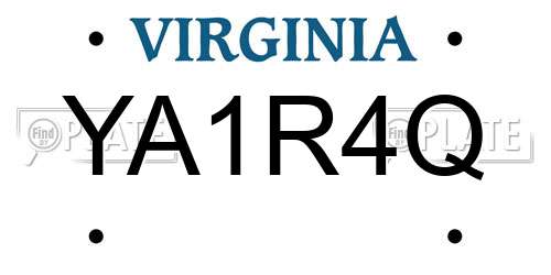 YA1R4Q Virginia License Plate