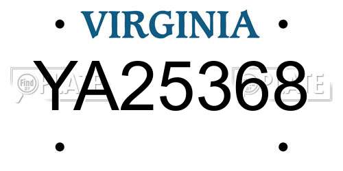 YA25368 Virginia License Plate