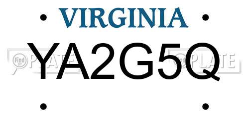 YA2G5Q Virginia License Plate