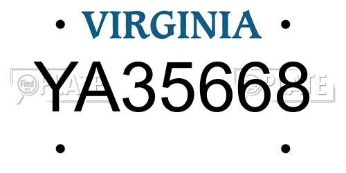 YA35668 Virginia License Plate