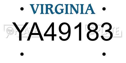 YA49183 Virginia License Plate