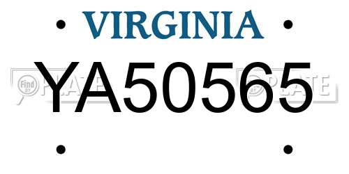 YA50565 Virginia License Plate