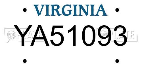 YA51093 Virginia License Plate