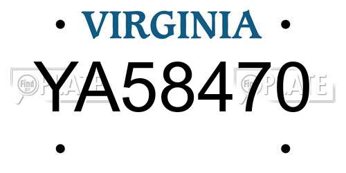 YA58470 Virginia License Plate