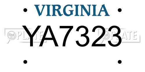 YA7323 Virginia License Plate