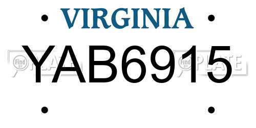 YAB6915 Virginia License Plate