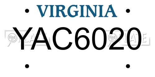 YAC6020 Virginia License Plate