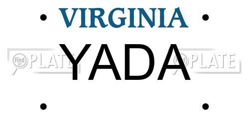 YADA Virginia License Plate