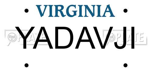 YADAVJI Virginia License Plate
