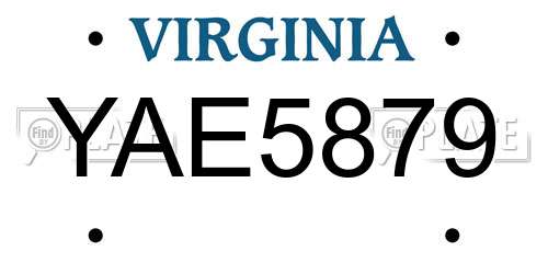 YAE5879 Virginia License Plate