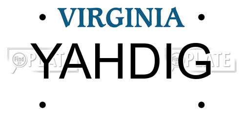 YAHDIG Virginia License Plate