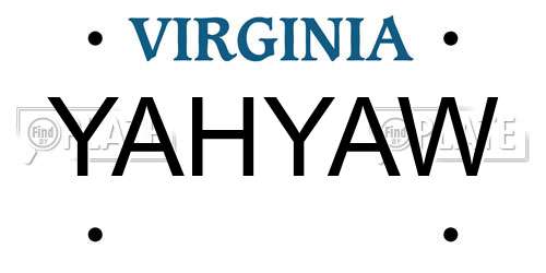 YAHYAW Virginia License Plate
