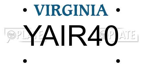 YAIR40 Virginia License Plate