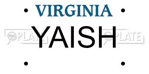 YAISH Virginia License Plate