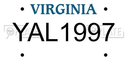 YAL1997 Virginia License Plate