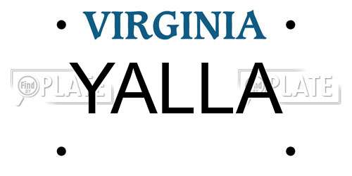 YALLA Virginia License Plate