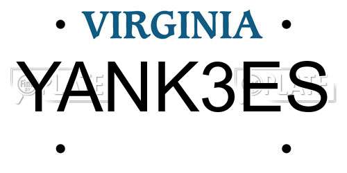 YANK3ES Virginia License Plate