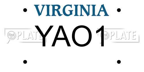 YAO1 Virginia License Plate