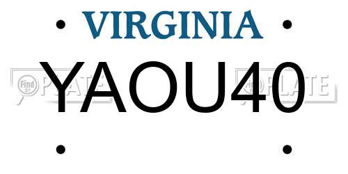 YAOU40 Virginia License Plate