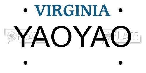 YAOYAO Virginia License Plate