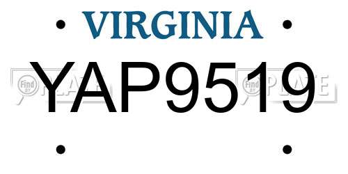 YAP9519 Virginia License Plate