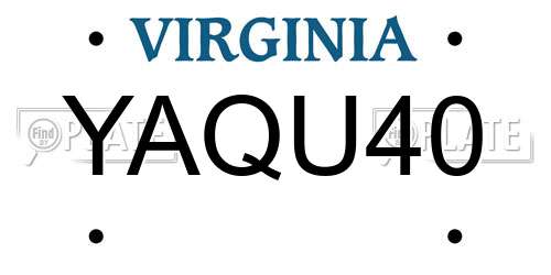 YAQU40 Virginia License Plate