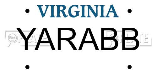 YARABB Virginia License Plate