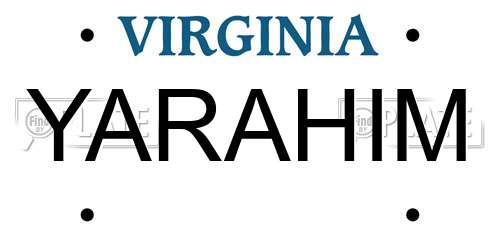 YARAHIM Virginia License Plate