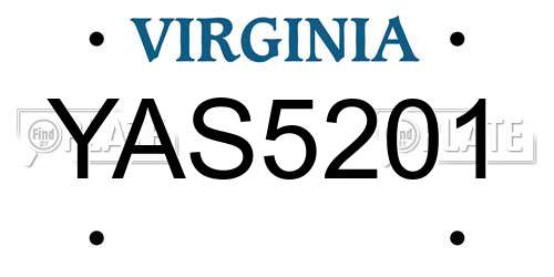 YAS5201 Virginia License Plate