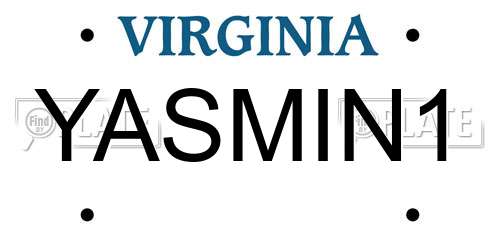 YASMIN1 Virginia License Plate