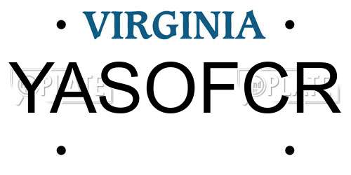 YASOFCR Virginia License Plate