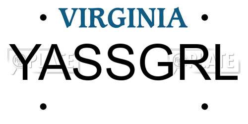 YASSGRL Virginia License Plate