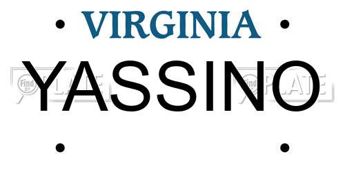 YASSINO Virginia License Plate