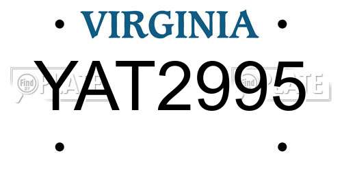 YAT2995 Virginia License Plate