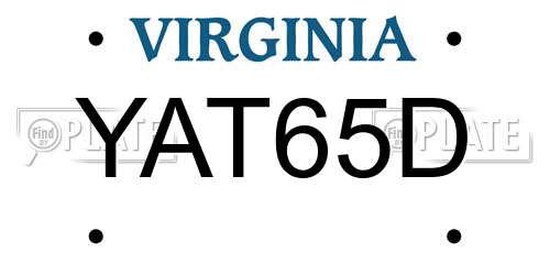 YAT65D Virginia License Plate