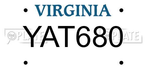 YAT680 Virginia License Plate