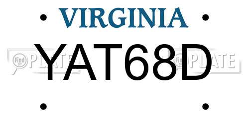 YAT68D Virginia License Plate